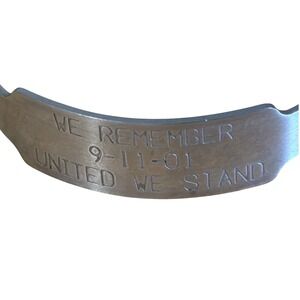 9-11-01 We Remember United We Stand Commemorative Metal Bracelet Silver Tone
